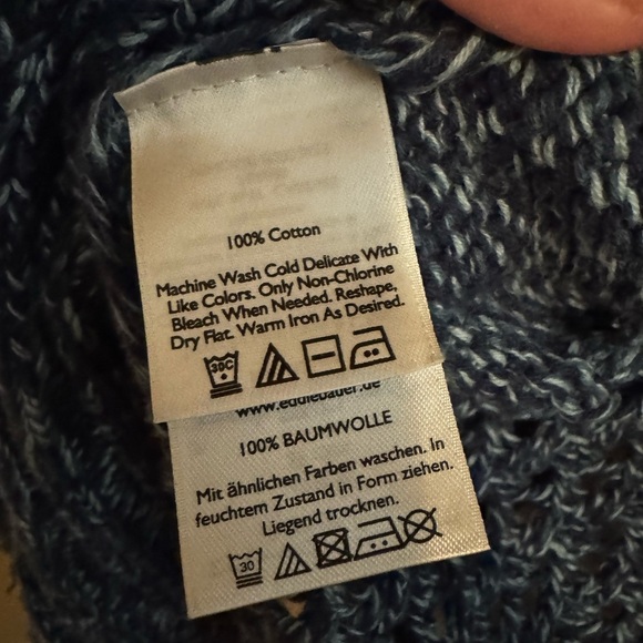 Eddie Bauer Open Front Two Tone Blue Knit Cardigan Sweater Size XL - Picture 7 of 10